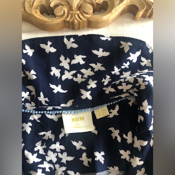 Anthropologie Maeve Flutter Neck Sparrow Shirt - Picture 5 of 11